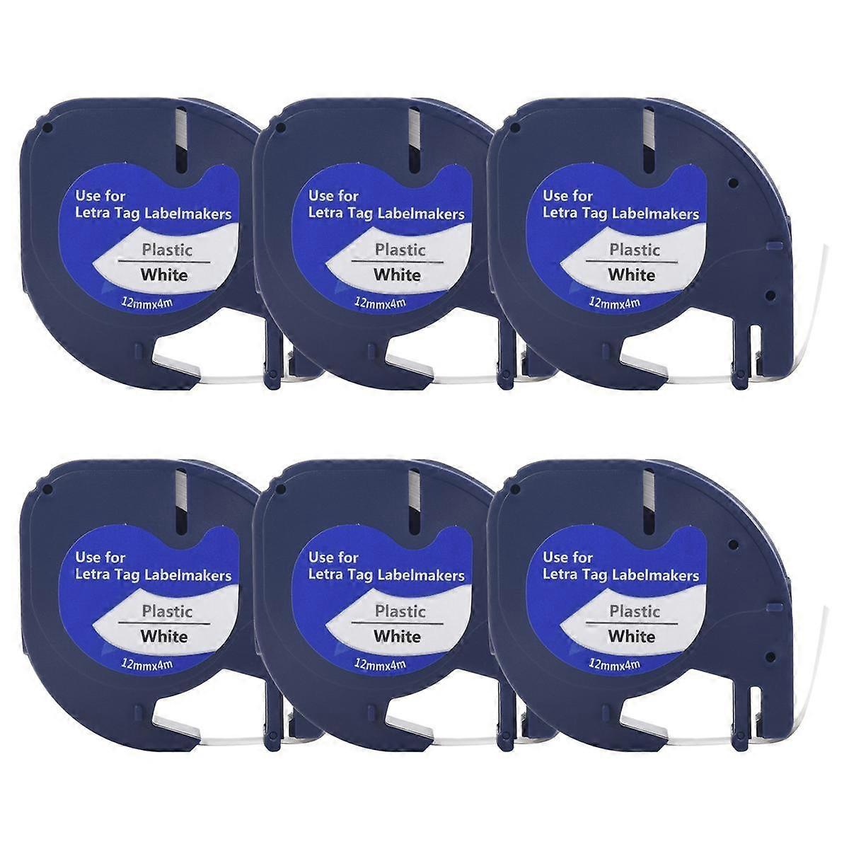 6Pcs LetraTag Refills Label Tapes Label Maker for 91331White 4M x 12mm Label Printer for Label Make