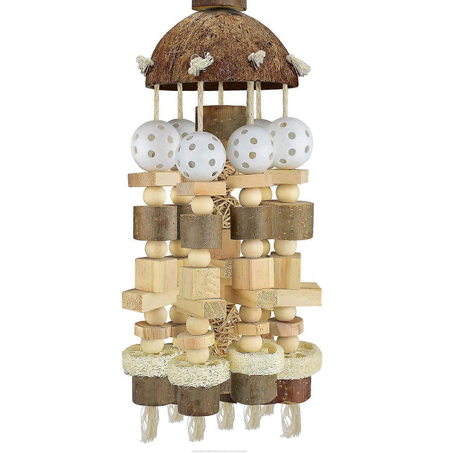Bird Parrot Toy, Parrot Toy Natural Wooden Blocks Bird Chewing Toy Parrot Cage Bite Toy Suits for M