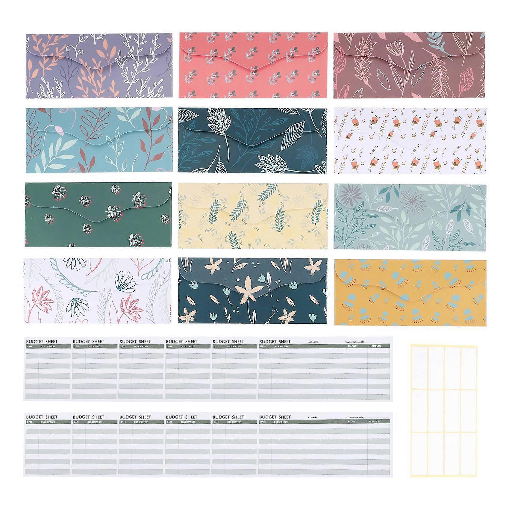 12 Pack Budget Envelopes Laminated Cash Envelope System for Money Savings with Budget Sheets for Fi