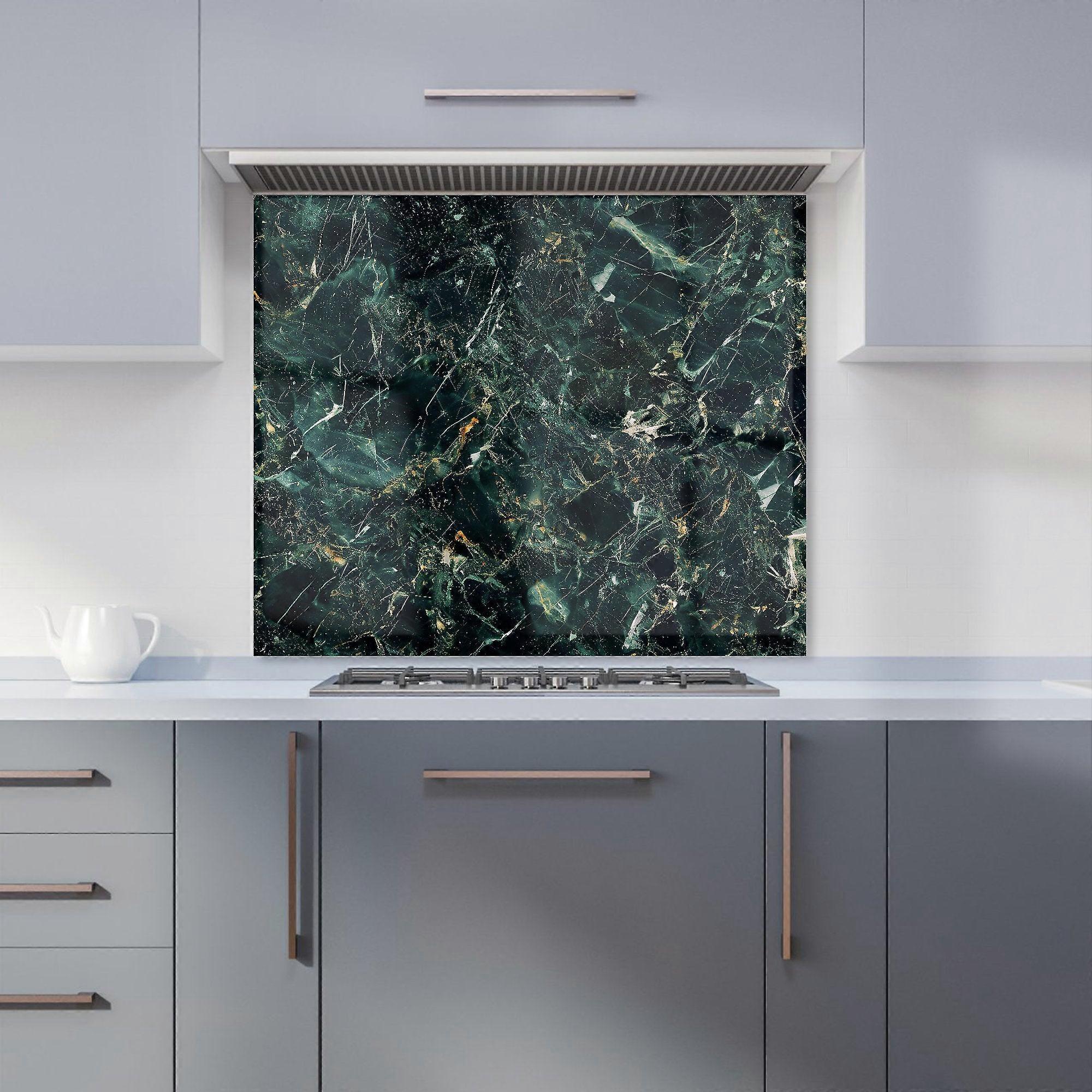 Deepest Green Quartz Effect Kitchen Splashback