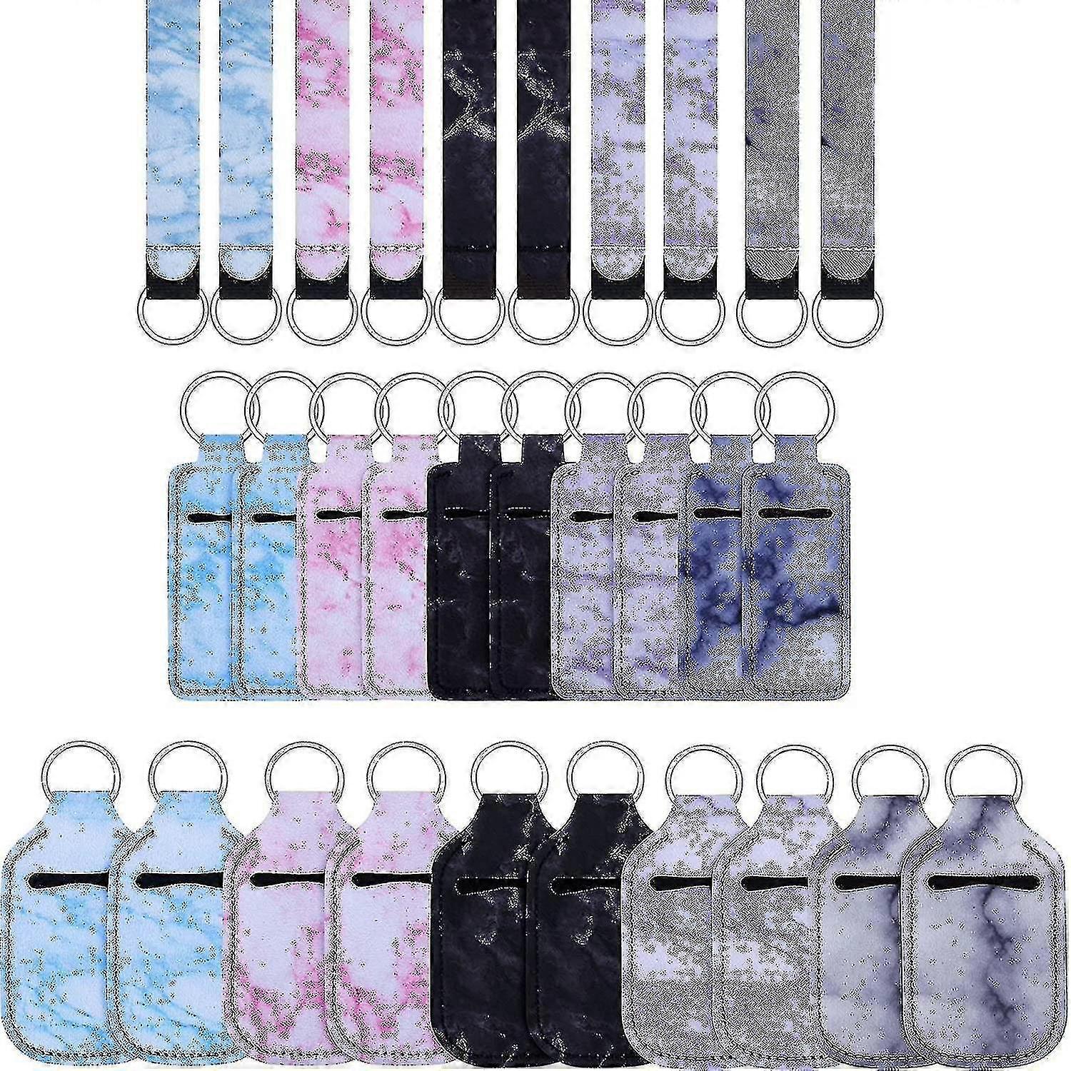 Marble Style Travel Bottle Keychain Holders Set, Keychain Wristlet
