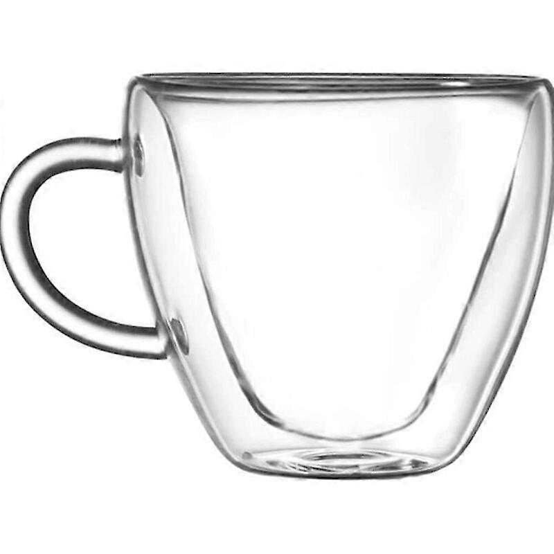 Heart Shaped Double Walled Insulated Glass Coffee Or Tea Cups, Milk Cups, Milk Glass, Double Walled Glass, Transparent, Single Insulated With Handle