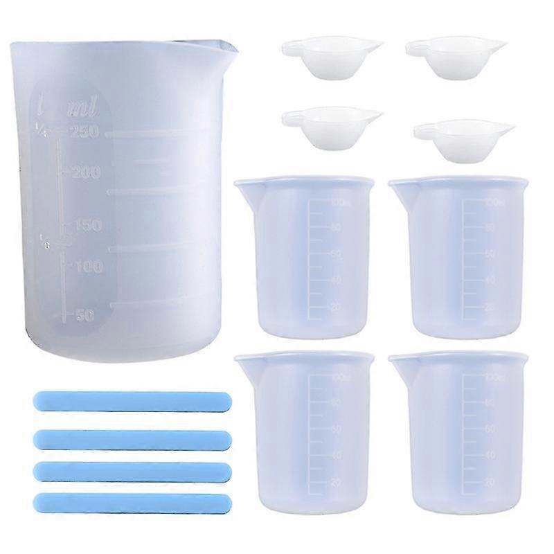 Reusable 250 & 100 Ml Measuring Cup Silicone Sticks For Epoxy Resin Mixed Mold