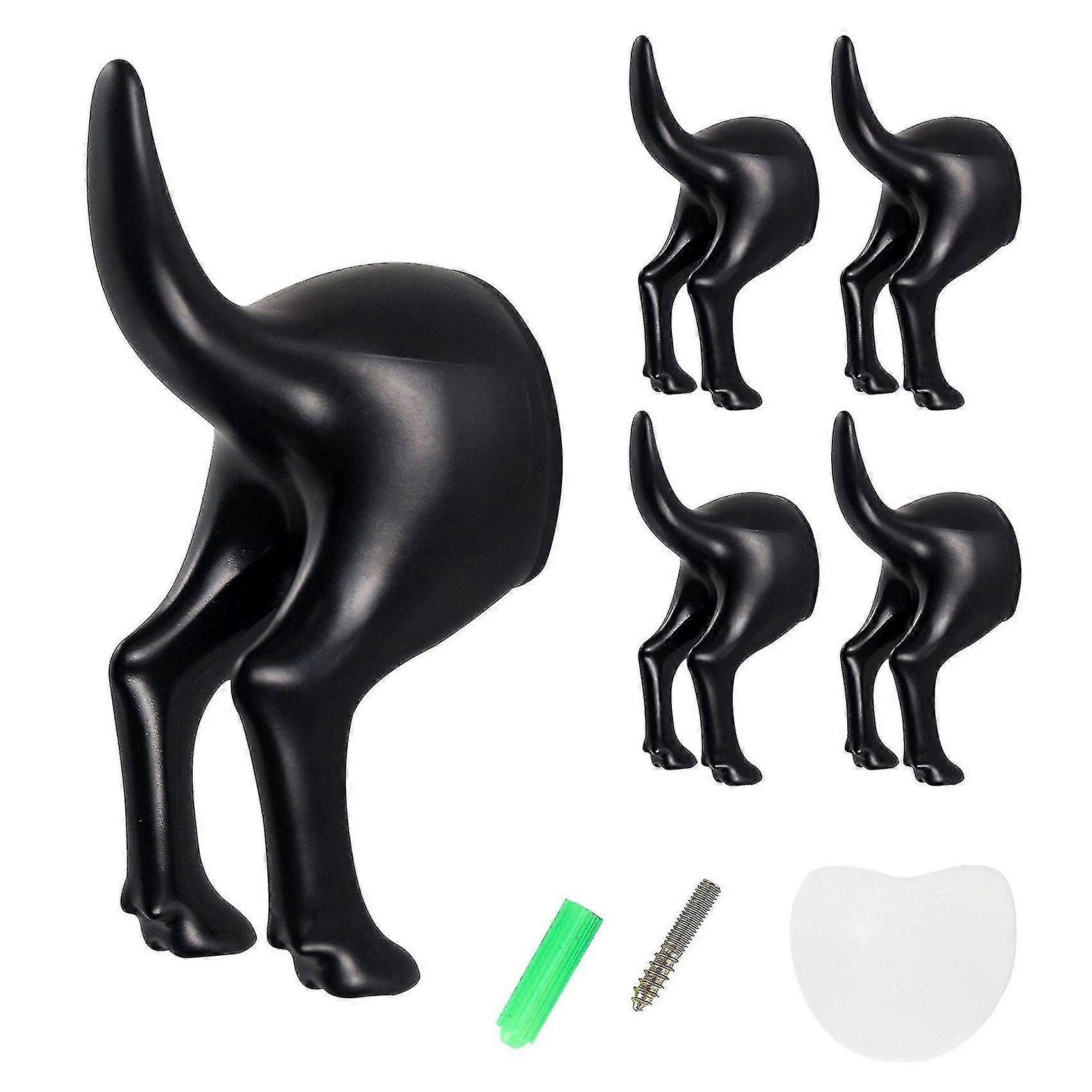 5pcs Dog Tail Hooks With Screws & Tapes Hat Coat Key For Home Kitchen