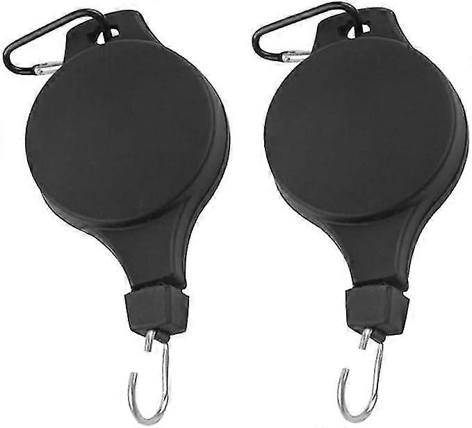2er-Pack einziehbare Pflanzenrollen - Verstellbare Aufhängehaken - Hängerolle oder Gartenkörbe - Töpfe und Vogelfutterhäuschen (Schwarz)