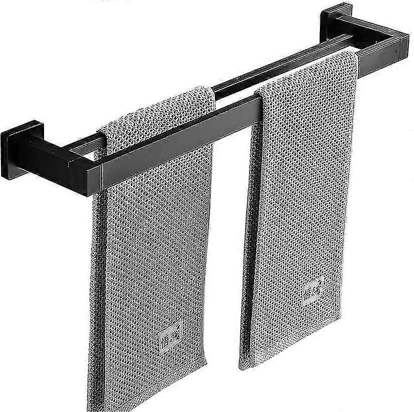 Thick Square Double Rod Towel Bar Wall Mount Rack