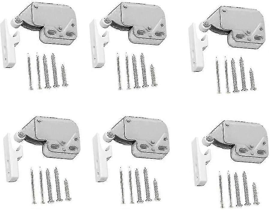 6pcs Cabinet Door Spring Latch, Spring Latch Door Catch Mini Latch With Retainer Plate