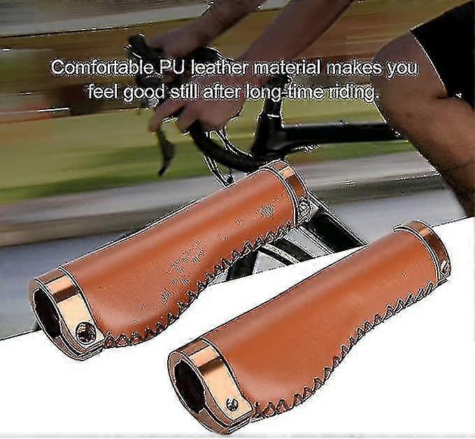 Bicycle Handle Grips, Pu Leather Bicycle Grips Leather Handlebar Cover Grips For 7/8 Inch Handle Bars Of Beach Cruiser Bikes, 1pair