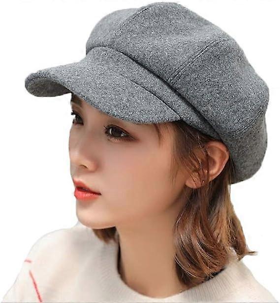 Ladies Hats Winter Beret, Newsboy Style Classic Solid Color Adjustable Wool Beanies Cap for Women