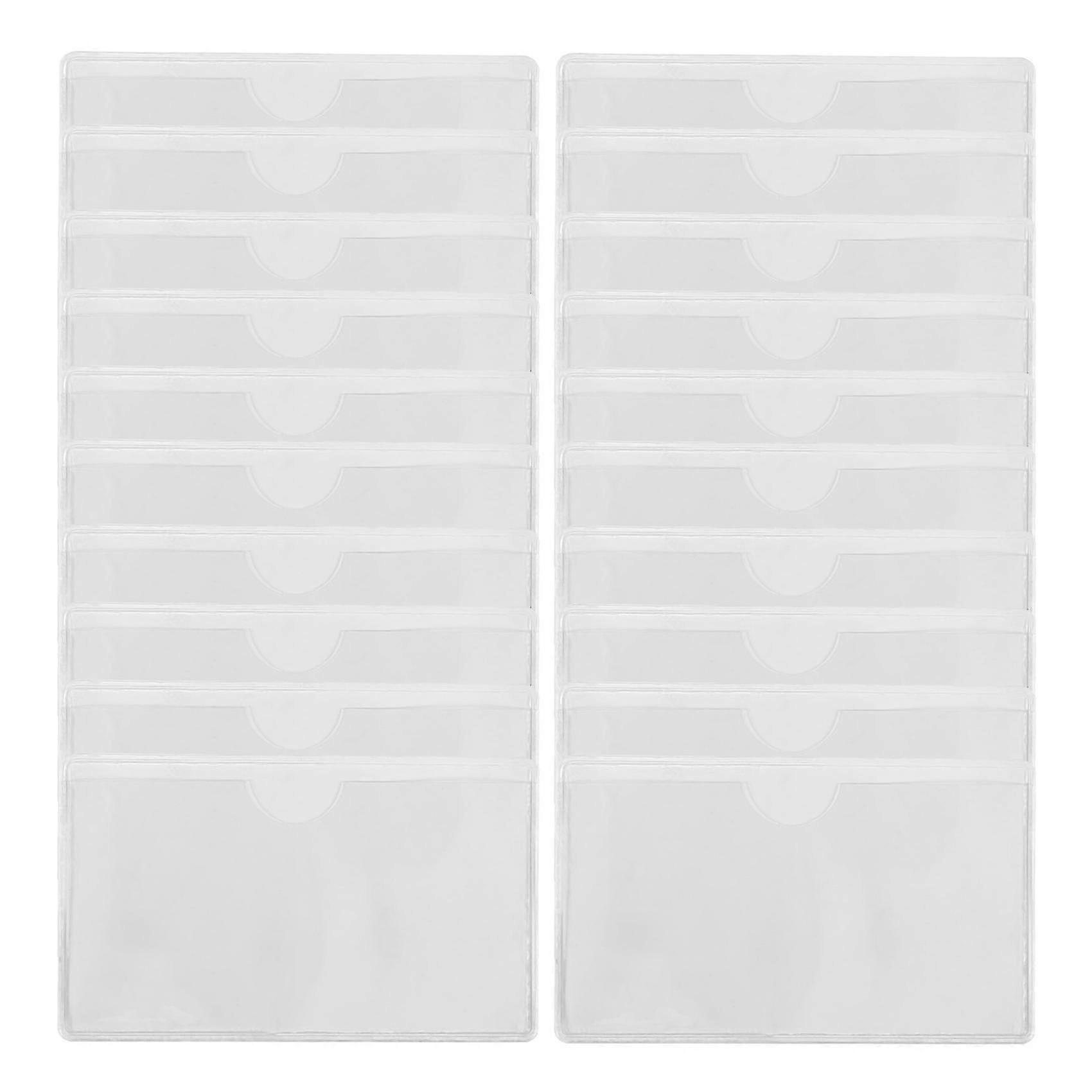 60pcs Self-adhesive Holder Card Pockets Holder Clear Library Card Holders With Top Open For Cards