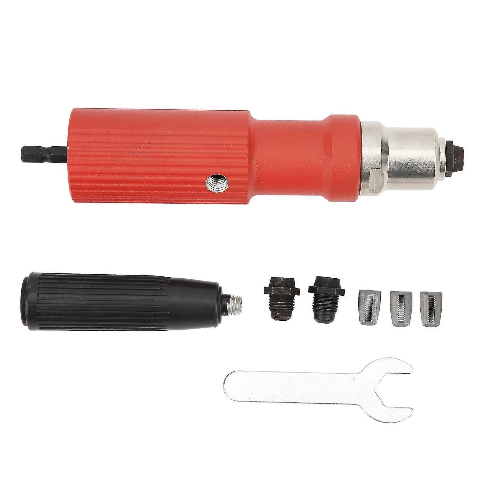 Electric Rivet Gun Adapter Kit Hard Metal Handle Wrench Hardware Hand Tools Red