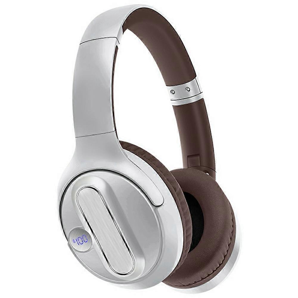 AKZ-13B Over-Ear Headphones HiFi Stereo Bluetooth 5.3 Foldable Headset with Battery Display - Silver