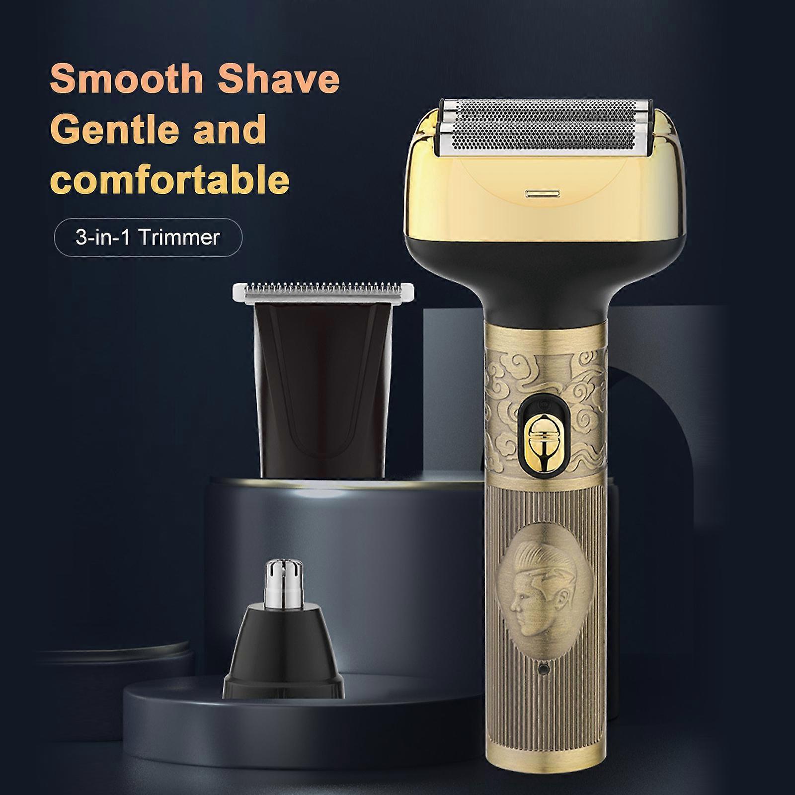 Three-in-one electric reciprocating shaver nose hair trimmer retro hair clipper