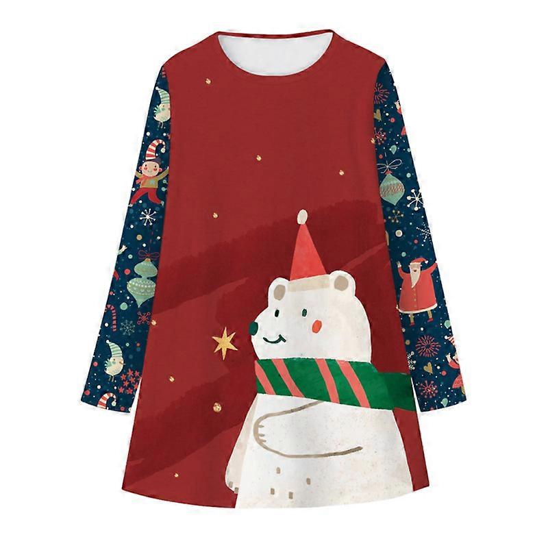 Küçük Kızlar Noel Elbisesi Noel Hediyeleri Kazak Elbise Uzun Kollu