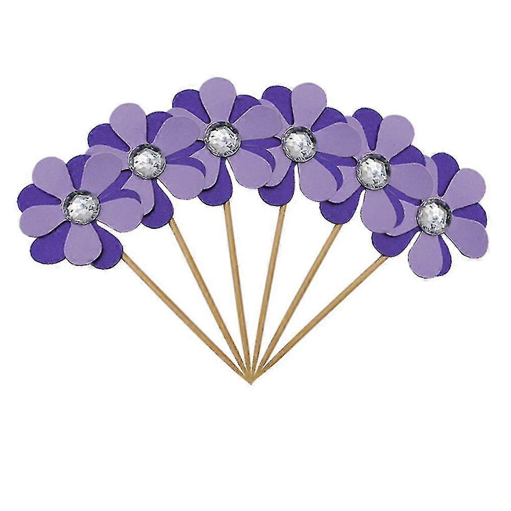 6pc Flicker Flower Petal Cake Toppers Purple