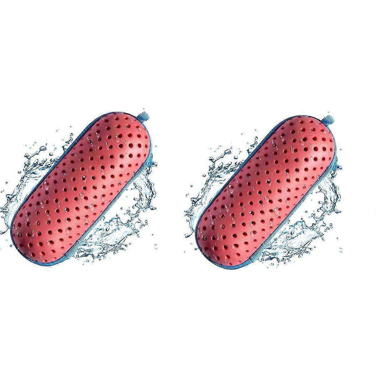Red Swimming Goggle Case, Goggle Protection Case With Clip, Drainage Hole, Zippered Goggles Case