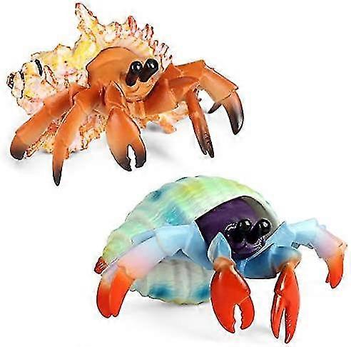 2pcs Simulation Marine Creature Animal Hidden Crab Statue Realistic Marine Creature Model