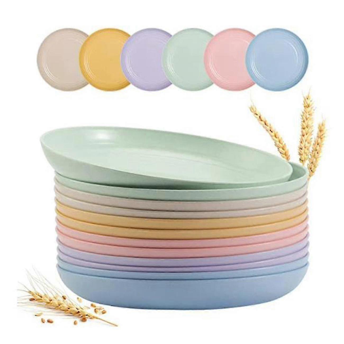 12pcs 9 Inch Lightweight Wheat Straw Plates,plastic Plates