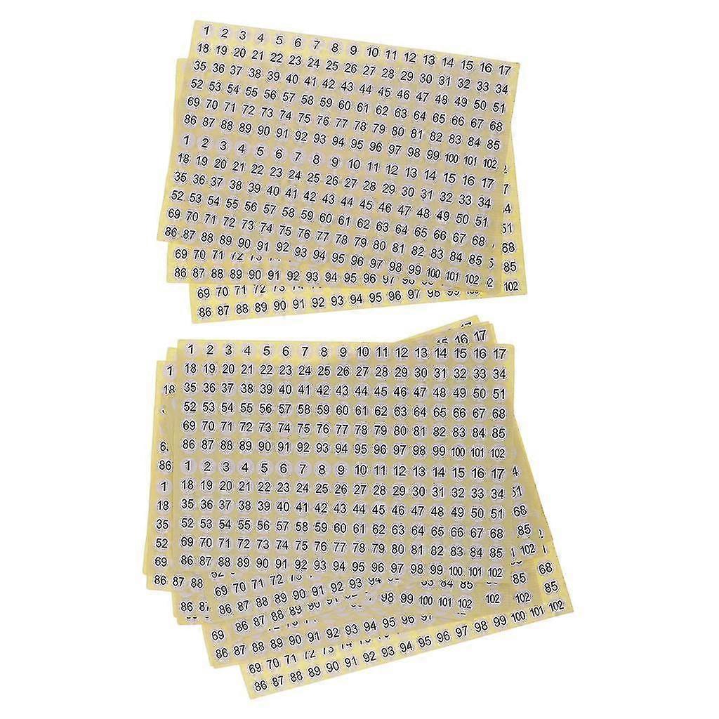 15 arkuszy Okrągłe lepkie numerowane etykiety 1-102 Samoprzylepne naklejki z numerami