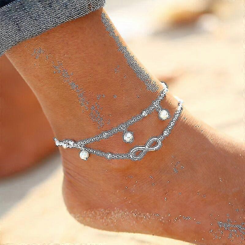 2 Pack Anklets Endless Love Symbol Beach Anklets Adjustable