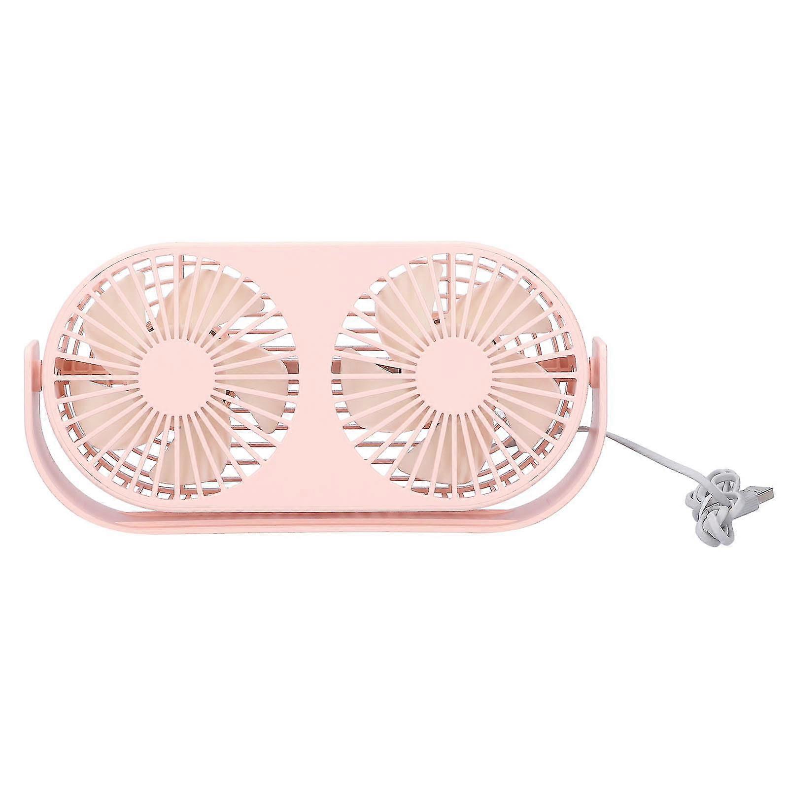 USB Adjustable Mini Aromatherapy Fan for Home Office - Pink Double Head Desktop Fan