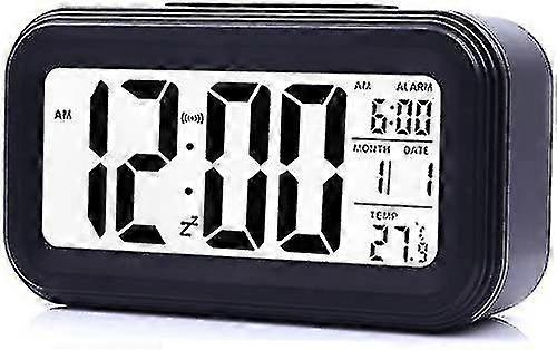 Digital Alarm Clock, 12/24hr Bedside Clock With Lcd Backlit Display, Clock With Date Calendar Temperature For Bedroom Home