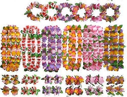 Kryc 72 kusů Havajské party dekorace 36 náramky 18 Leis čelenky 18 květin náhrdelníky pro tématické party a havajské party potřeby