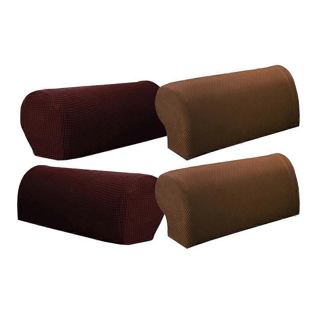 2 Pair(2Pattern) Sofa Armrest Covers Armchair Slipcovers Protector Brown