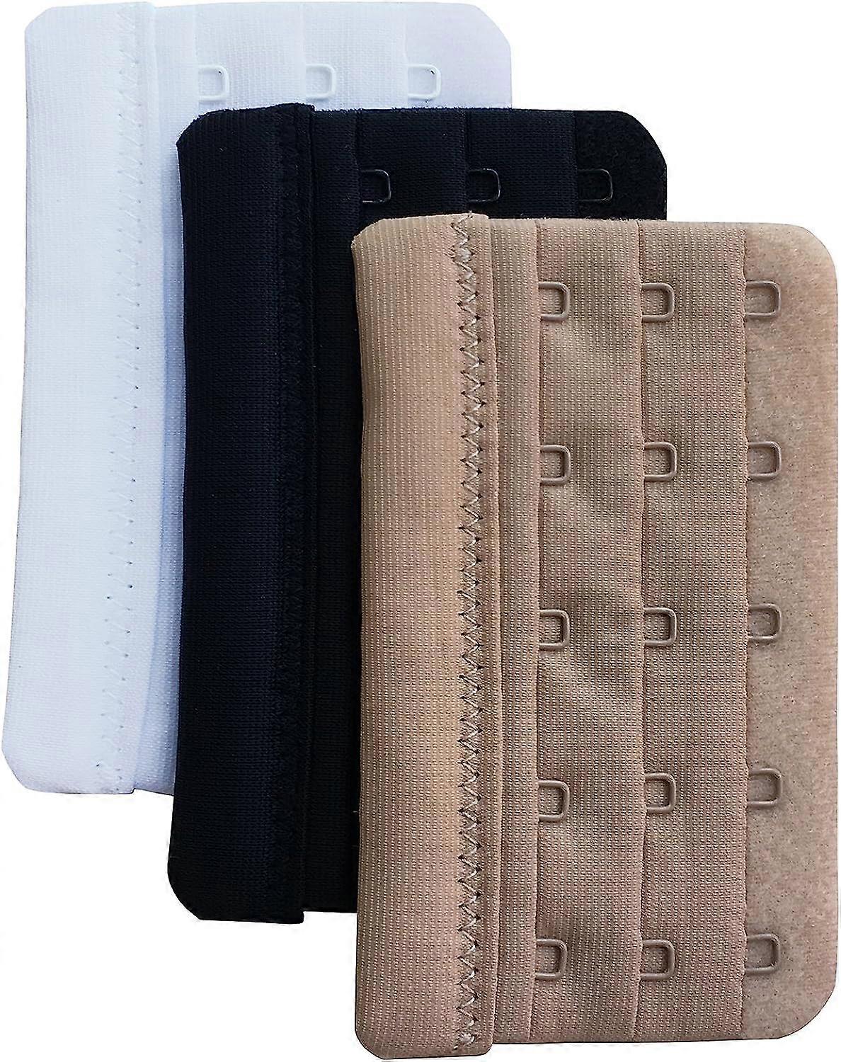 Mixed 3 Pack Soft Comfortable Bra Extensions 5 Hooks, 5.9cm x 9.4cm