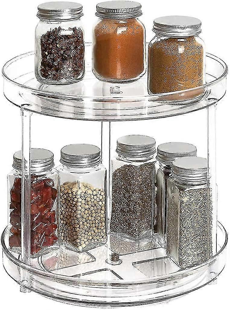 Spice Turntable, 2 Tier 360  Rotation Multifunction Spice Rack For Kitchen