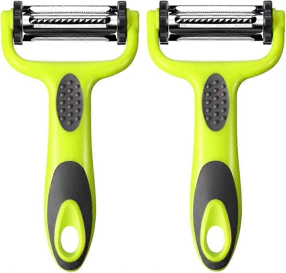 2Pcs Professional Vegetable Peeler and Fruit Peeler, 3 in 1 Vegetable Peeler, Swivel Peeler, Julienne Peeler, Potato Peeler, Carrot Peeler (Green)