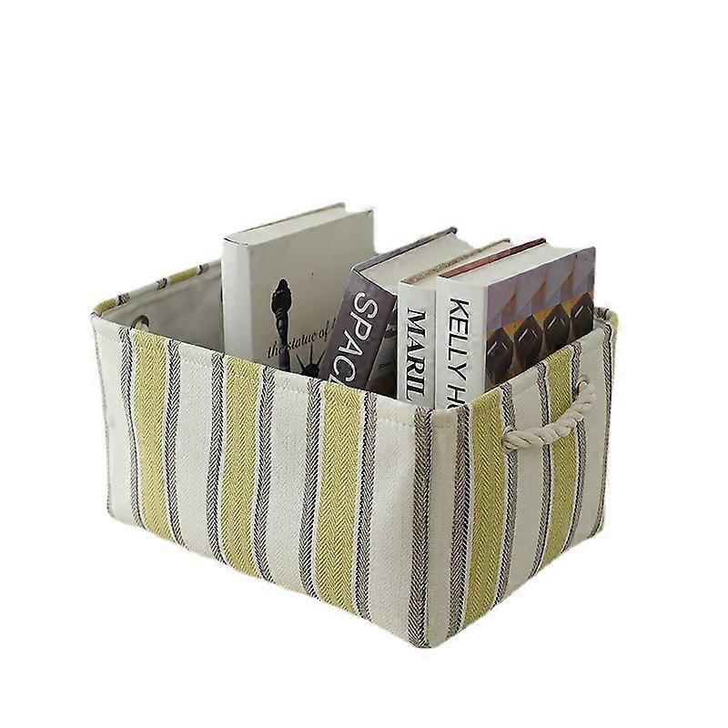 Storage Box 3-Piece Set of Yellow Vertical Stripes Foldable Storage Box, Children'S Toy Storage, Clothes Storage, with Cotton Handle, Home Storage 15.
