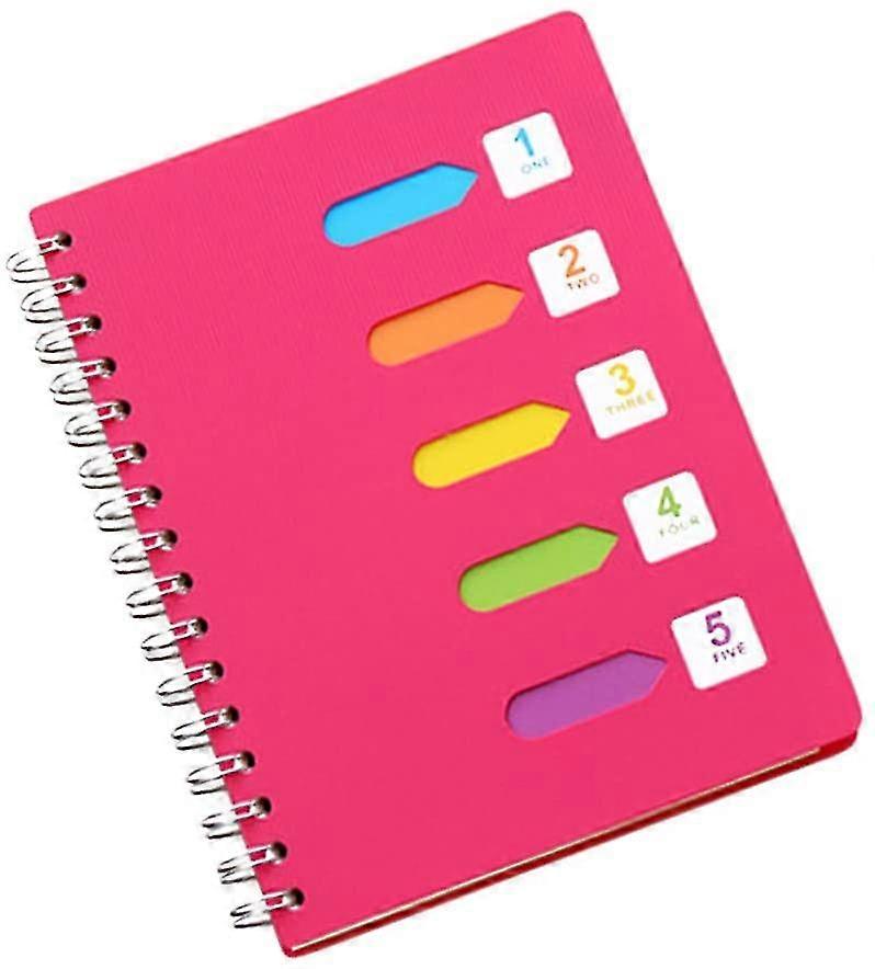 A5 Spiral Notebook 2 Inch Diary Notepad Separator Lined Spiral Notebook For Office School (a5 Pink)