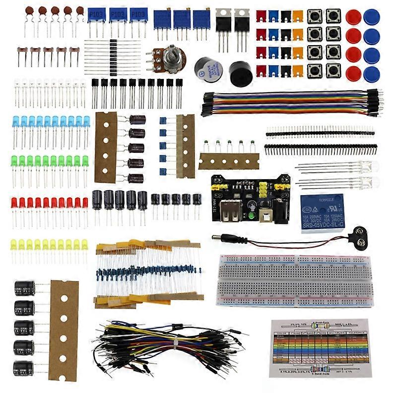 Upgraded Basic Electronics Component Starter Kit with Led Resistors Capacitor