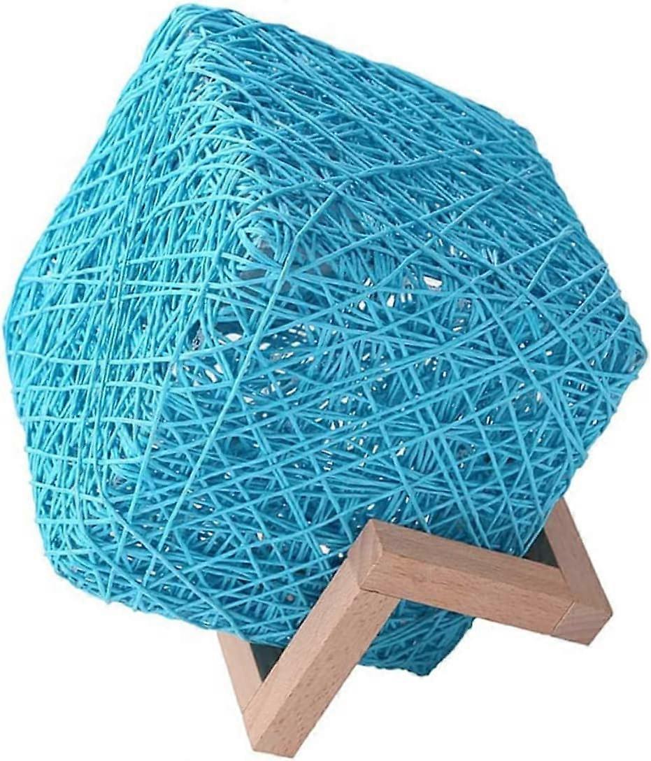 1pc Square Rattan Table Grapevine Projection Rustic Table Woven LED Blue Night Light 3D Night Light Rustic Night Projection Star- Light Home Decor
