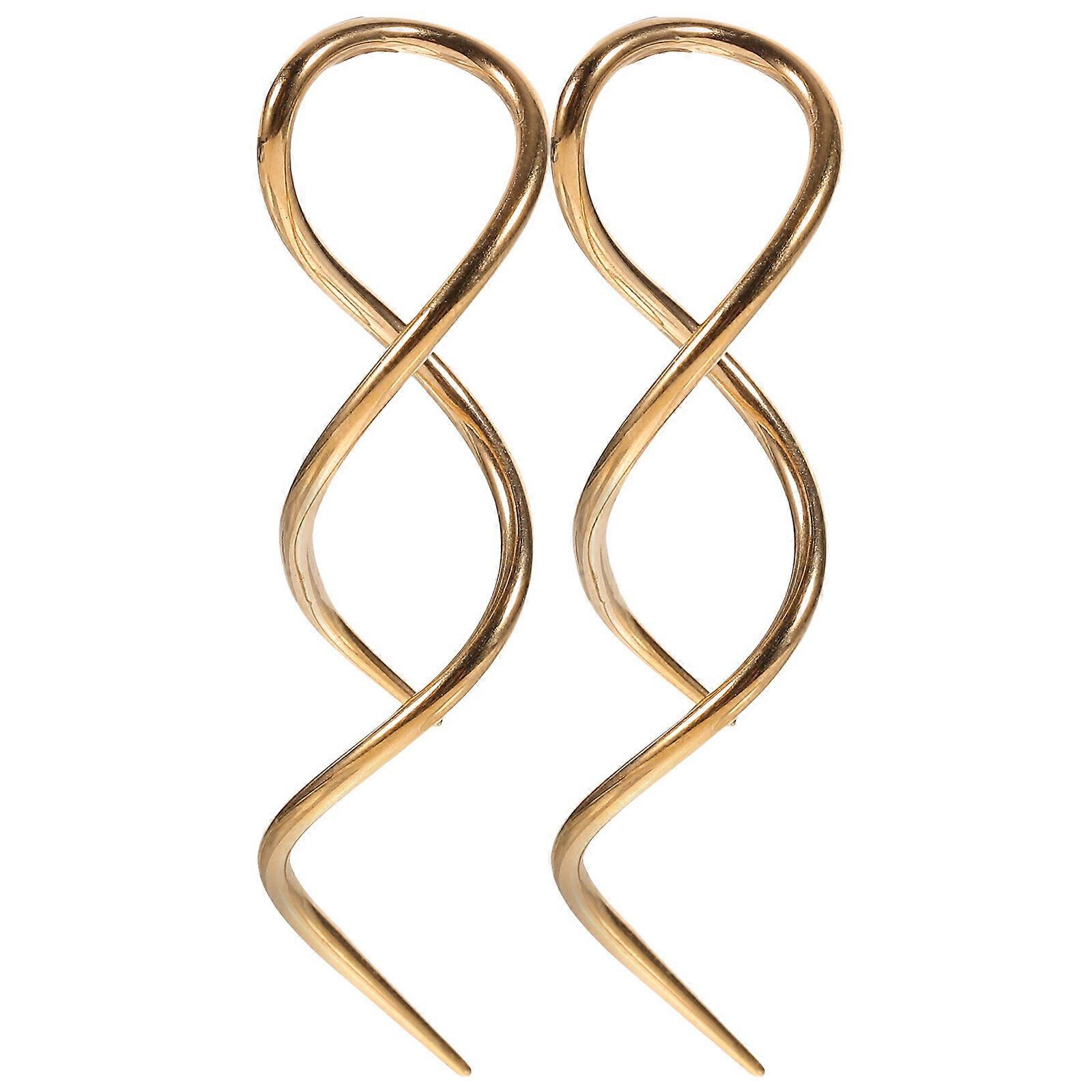 2pcs Spiral Threader Earring Pull Through Earrings Handmade Twisted Linear Curved Dangle Earring