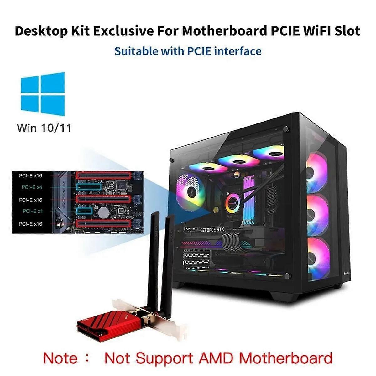 5.8Gbps WIFI7 PCIE Adapter 8774Mbps BE200 BT5.4 Gaming Tri Band2.4G/5G/6GHz Desktop Wireless Network Adapter