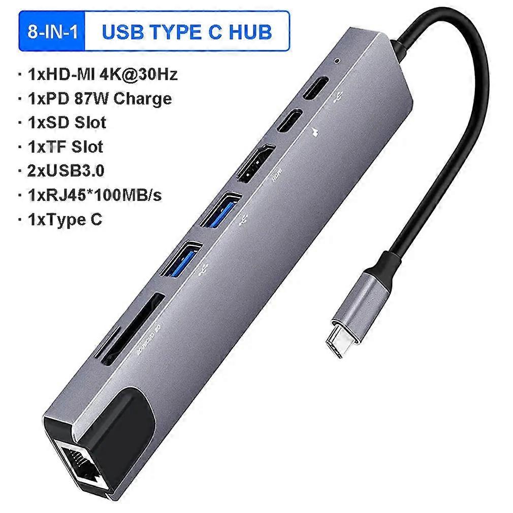 11-in-1 4K USB C 3.0 HUB Type C to HDMI-compatible USB 3.0 Adapter Type C HUB Dock PD 87W USB C Splitter for MacBook Pro Air