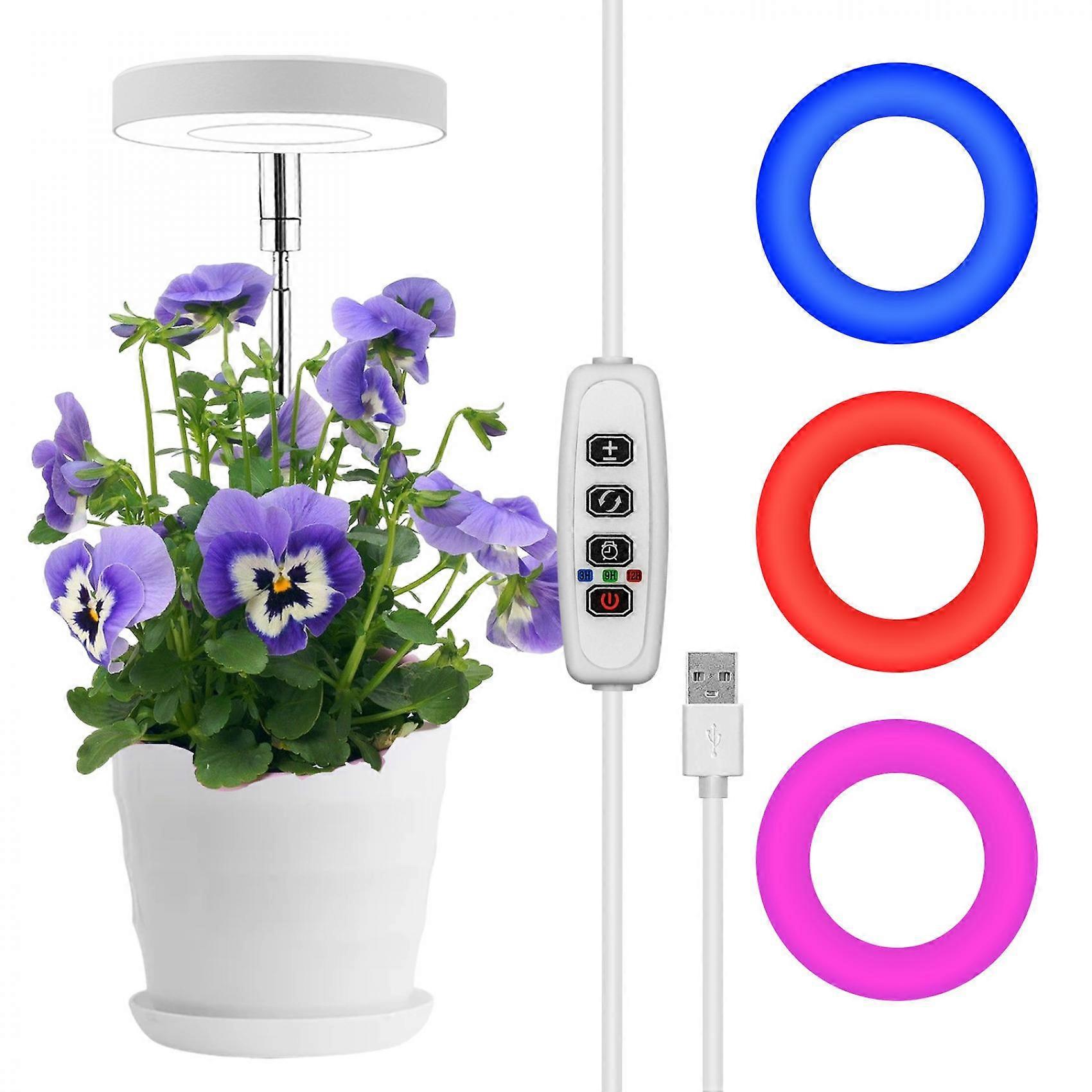 Grow Light LED Plant Light for Indoor Plants, Height Adjustable Growing Lamp with Auto On/Off Timer for Small Plants