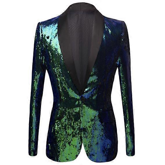 Men Fashion Gradual Change Color Sequins Suit Jacket