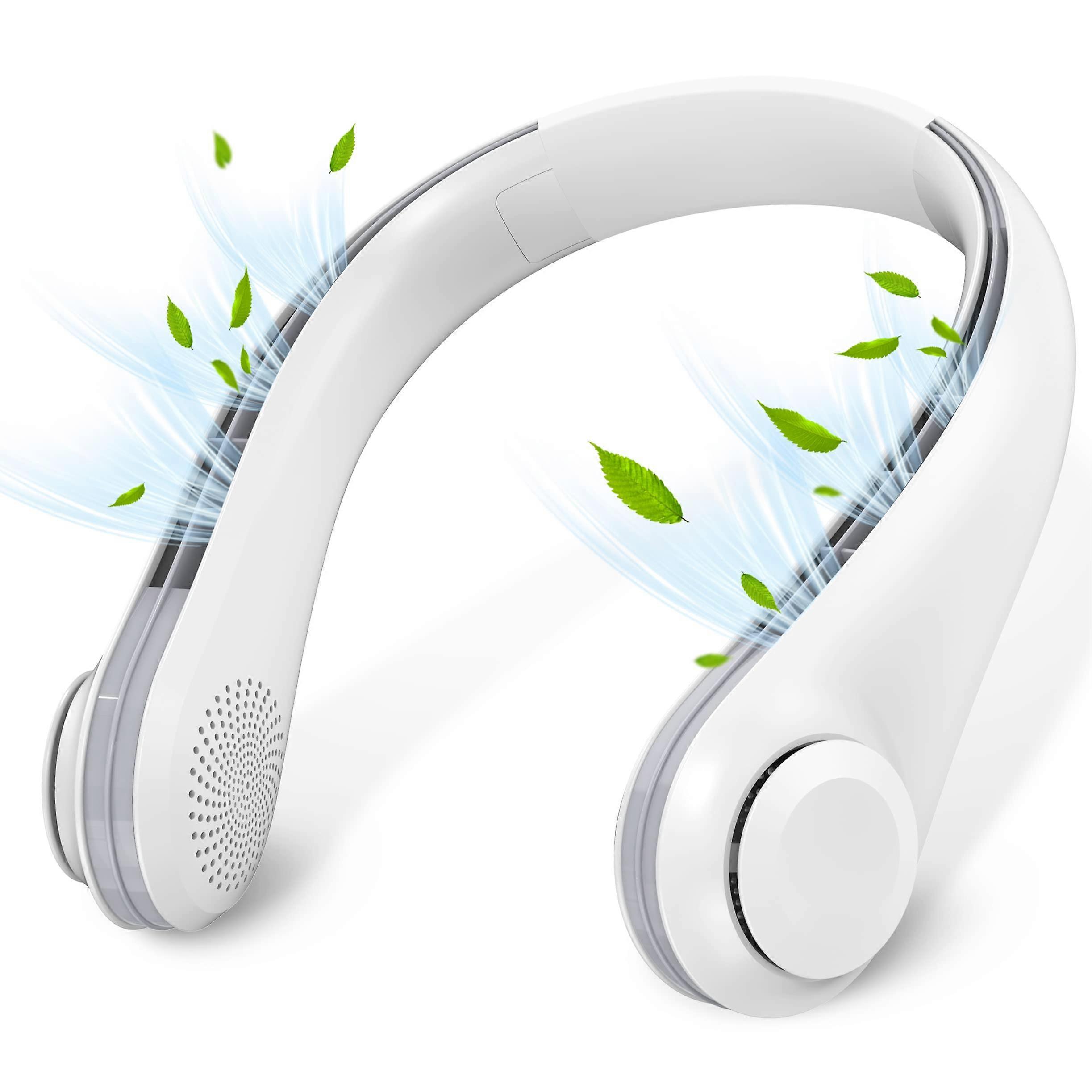 Portable Rechargeable Hanging Neck Fan (White)