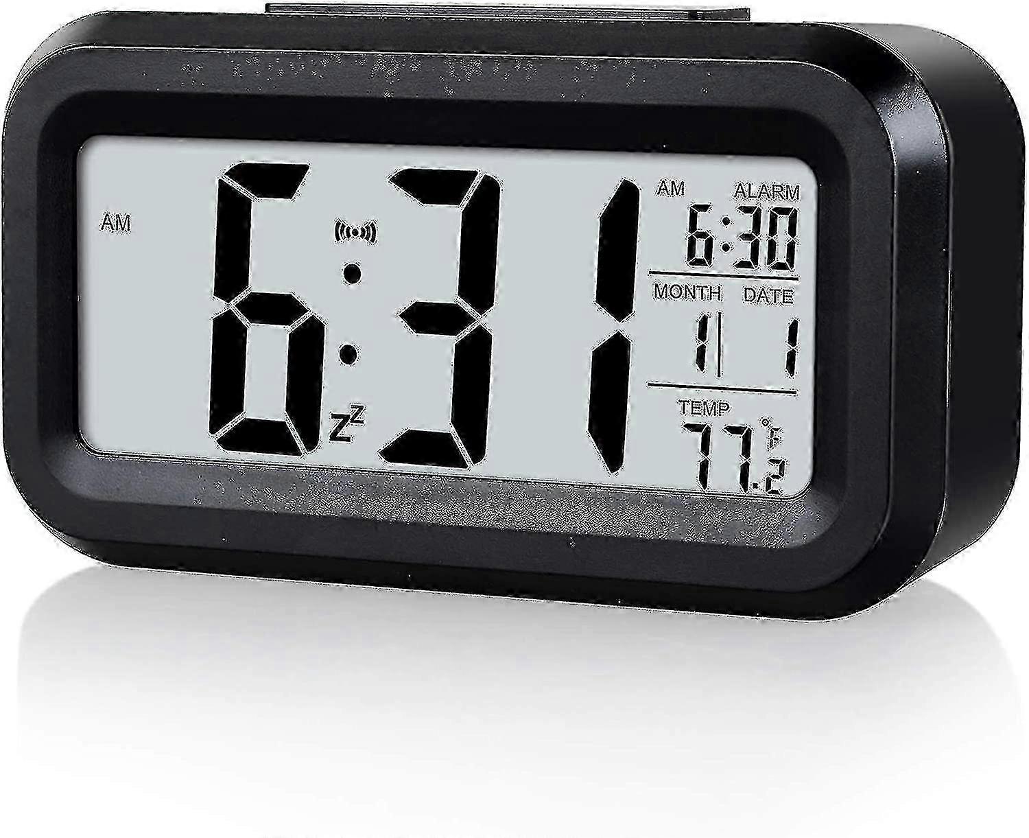 Digital Alarm Clock For Kids,battery Operated,snooze Function,smart Night Light Easy Setup Desk Clocks For Bedroom Black