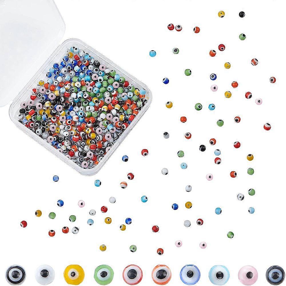 Handmade Evil Eye Lampwork Round Beads Mixed Color 4mm Hole: 1mm 10 colors 50pcs/color 500pcs/box
