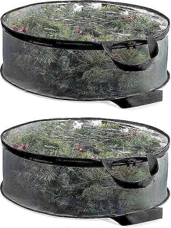 2 Pack Wreath Storage Bag, Clear Container with Dual Zippered and Handle