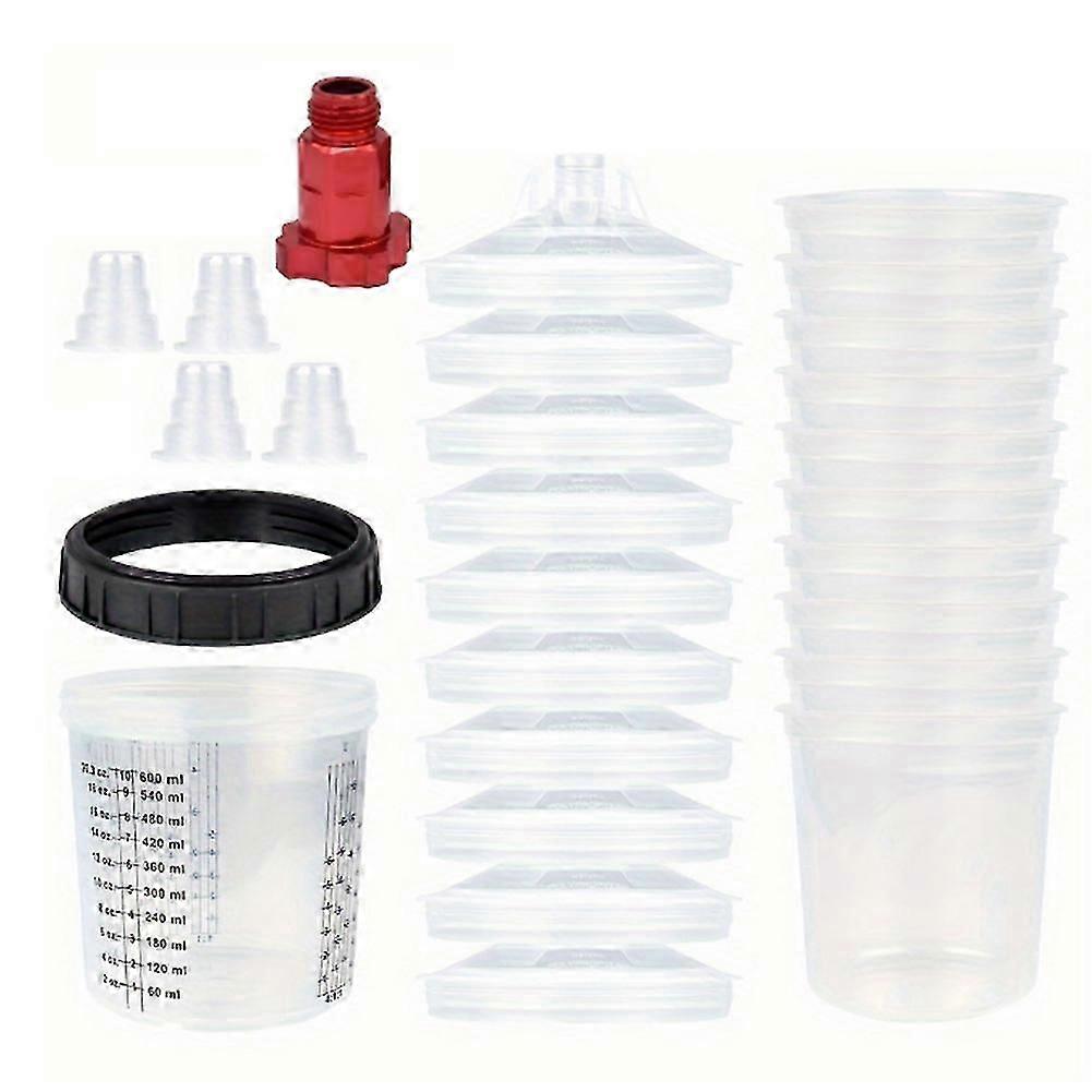 600 مل كوب طلاء يمكن التخلص منه مع كوب بخاخ موصل كوب خلط الطلاء نوع H / O رش كوب سريع 16x1.5mm خارجي