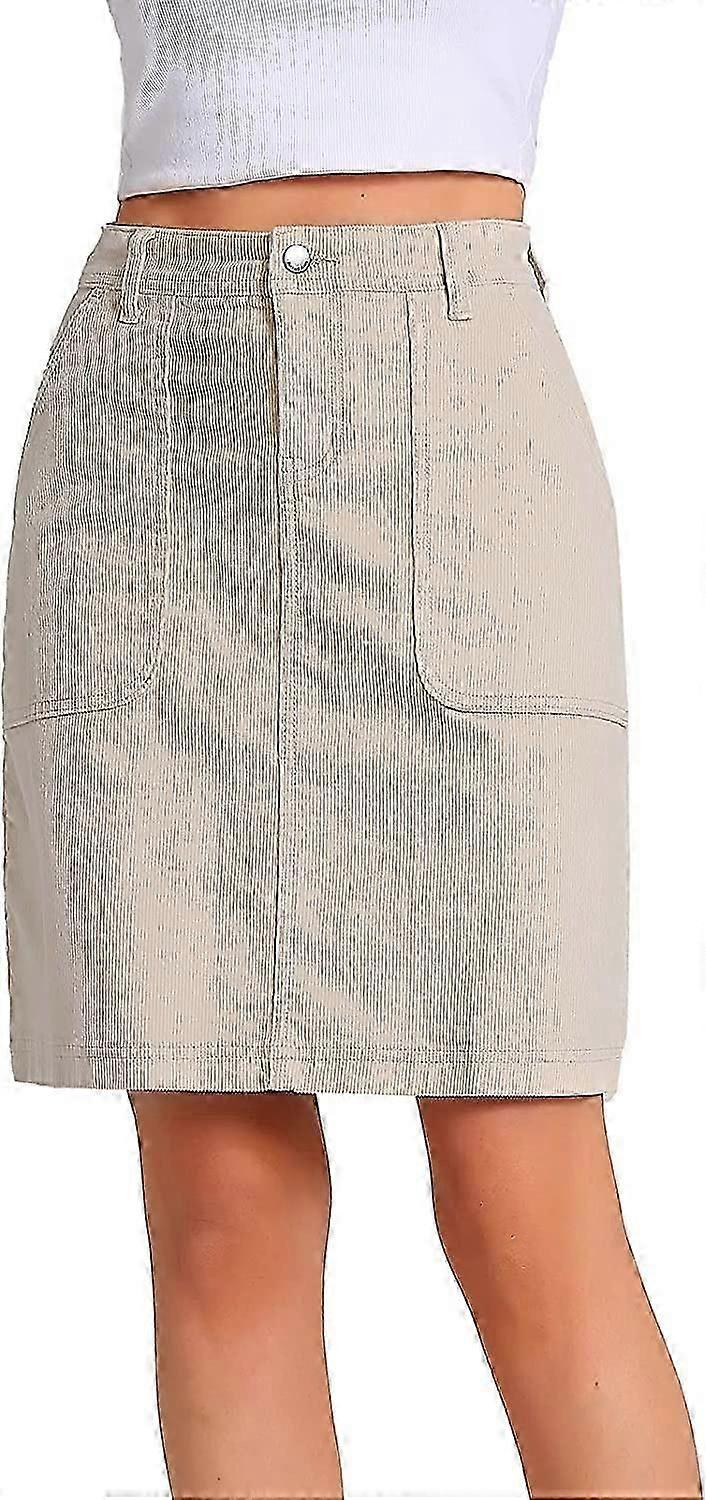 Jupe trapèze en denim peu extensible pour femmes 14 fosses en velours côtelé extensible longueur genou jupe mini s-2XL P20250110912