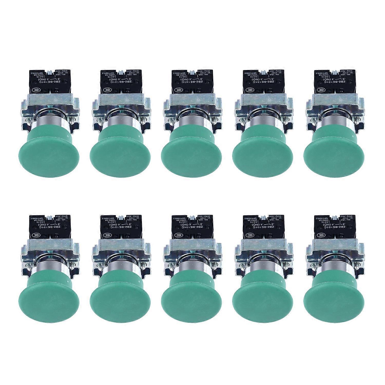 10Pcs Momentary Mushroom Head Button Switch Self Reset 22mm On Off Push Button Switch for Machine Eq