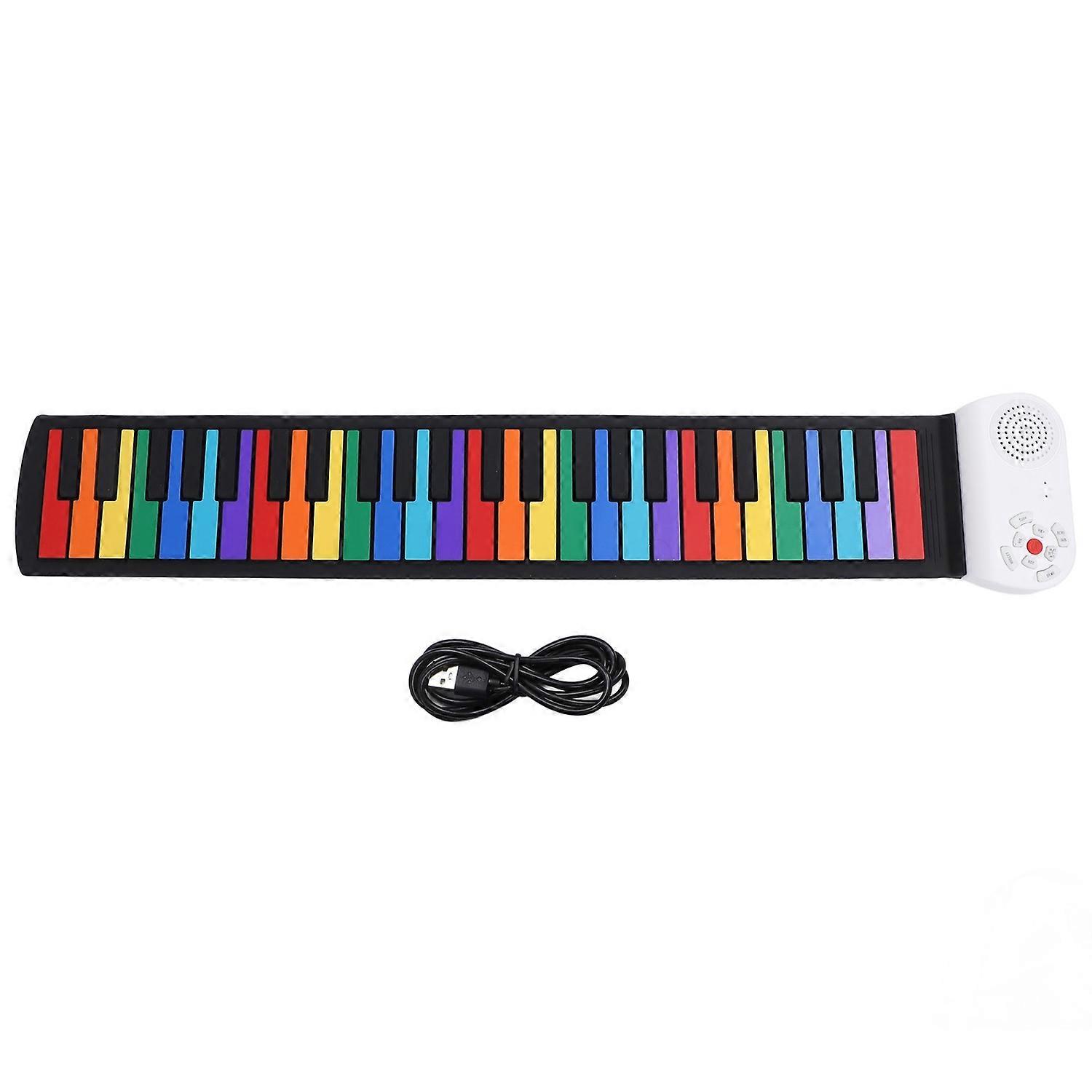 49 Keys Roll Up Piano Toy Realistic Sound Rechargeable Electric Hand Roll Piano Toy for Beginner Col