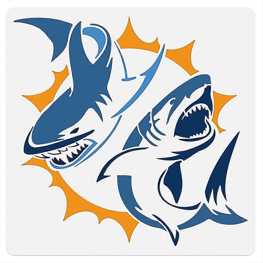 DIYスクラップブックフォトアルバムシャーク300x300mmのための1pcペット中空描画絵画ステンシル