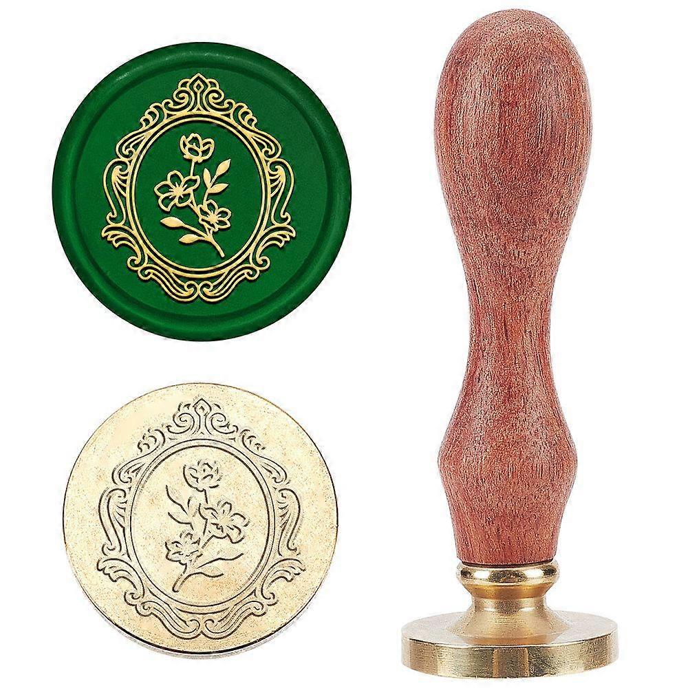 Wax Seal Stamp Set Sealing Wax Stamp Solid Brass Head  Wood Handle Retro Brass Stamp Kit Removable for Envelopes Invitations Gift Card Sakura Pattern 